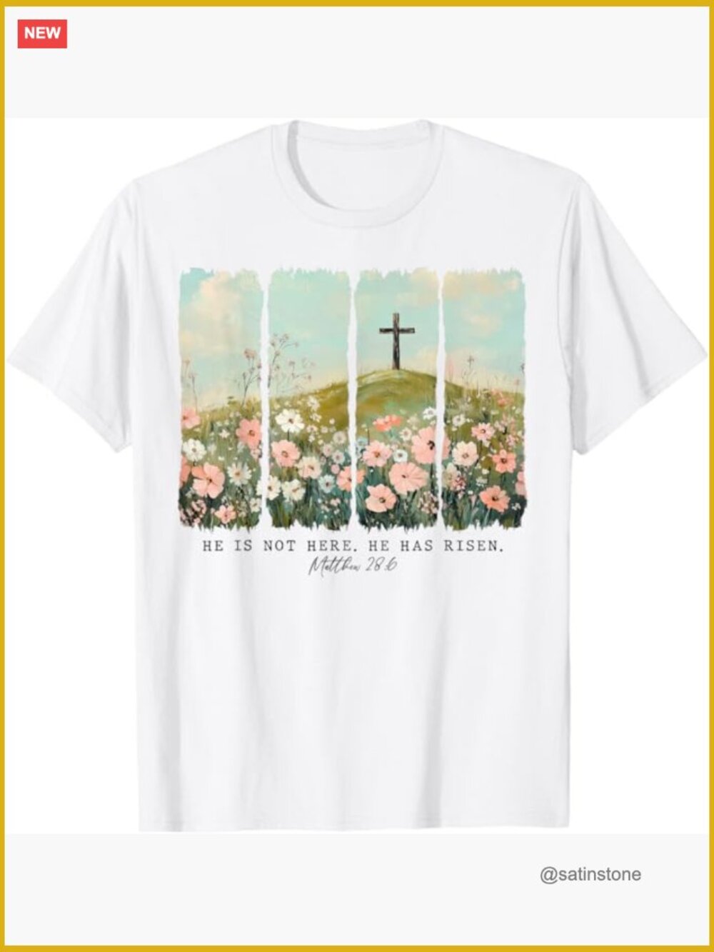 He Is Risen Easter Christian Wildflower T-Shirt